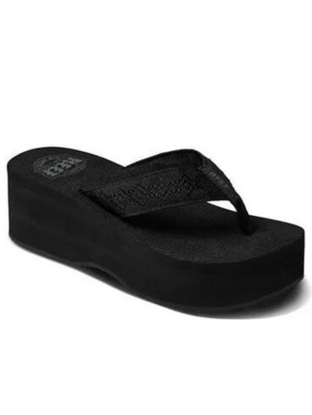 New REEF Black Women's Wedge Flip-Flop Sandal - Size 11